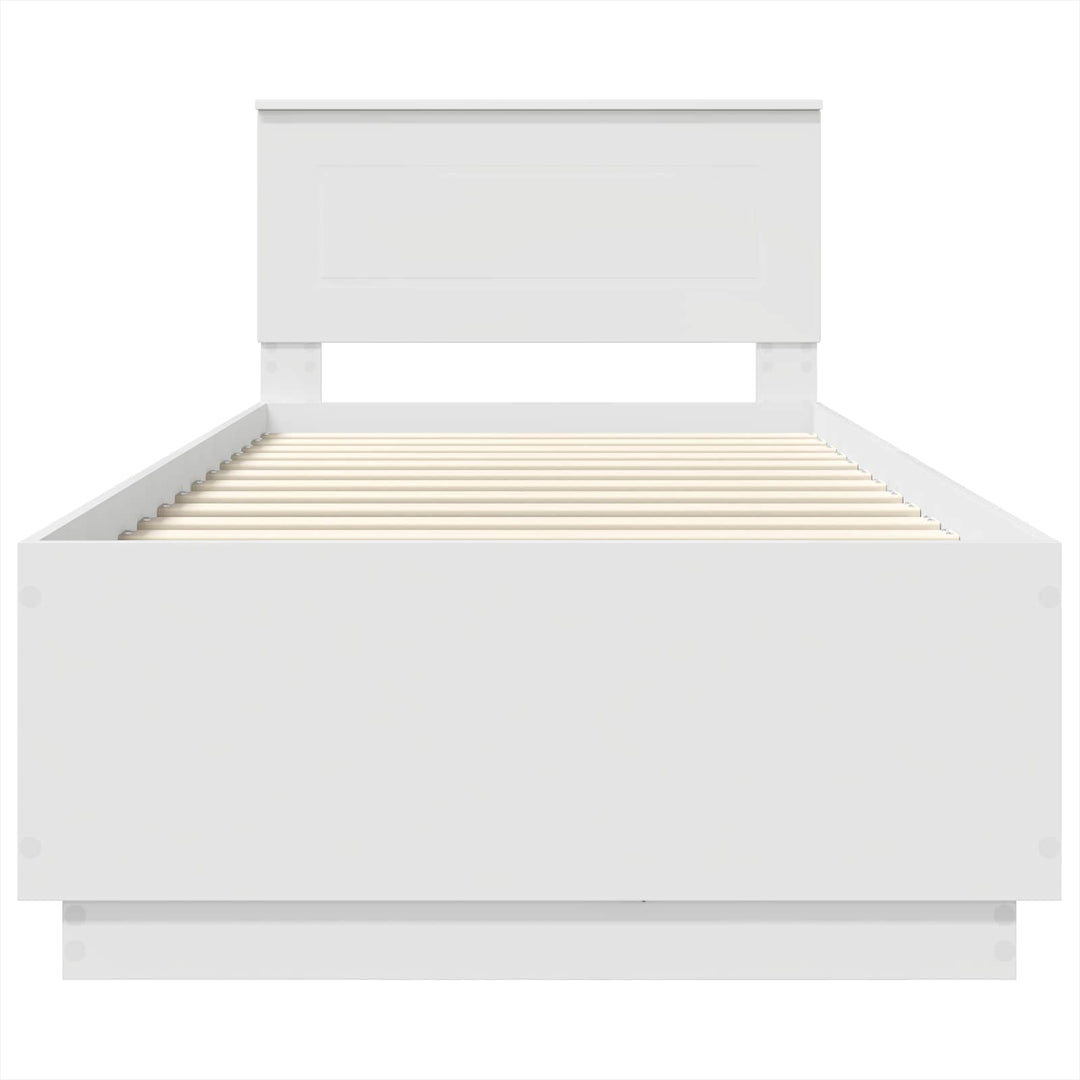 Sengestel med hovedgærde Hvid 100 x 200 cm Konstrueret træ