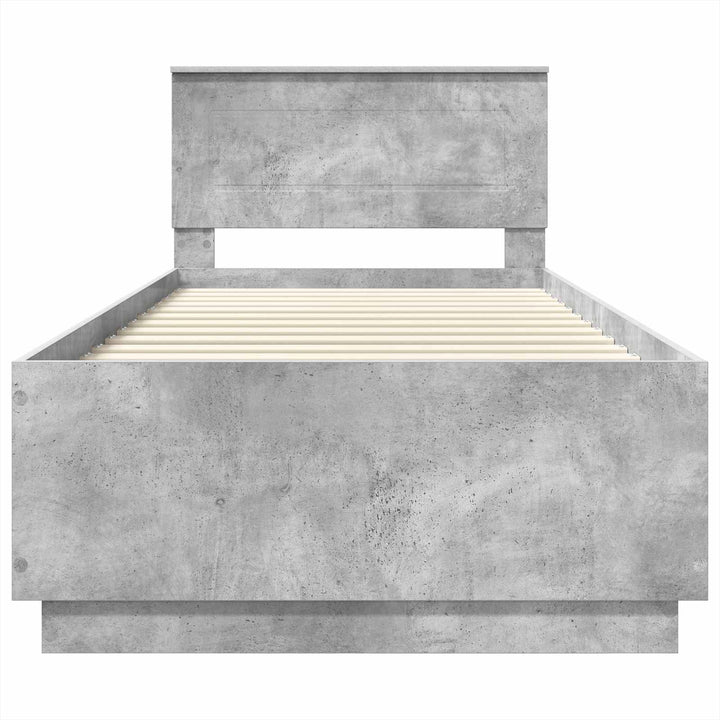 Sengestel med hovedgærde Betongrå 100 x 200 cm Konstrueret træ