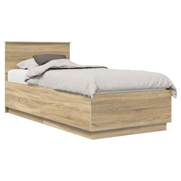 Sengestel med hovedgærde Sonoma-eg 90 x 190 cm Konstrueret træ