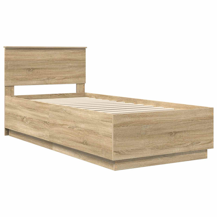 Sengestel med hovedgærde Sonoma-eg 90 x 190 cm Konstrueret træ