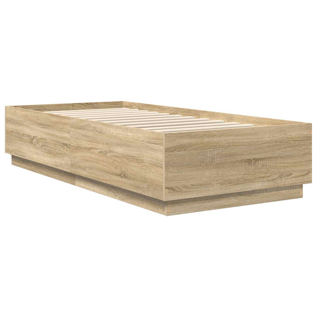 Sengestel med hovedgærde Sonoma-eg 90 x 190 cm Konstrueret træ