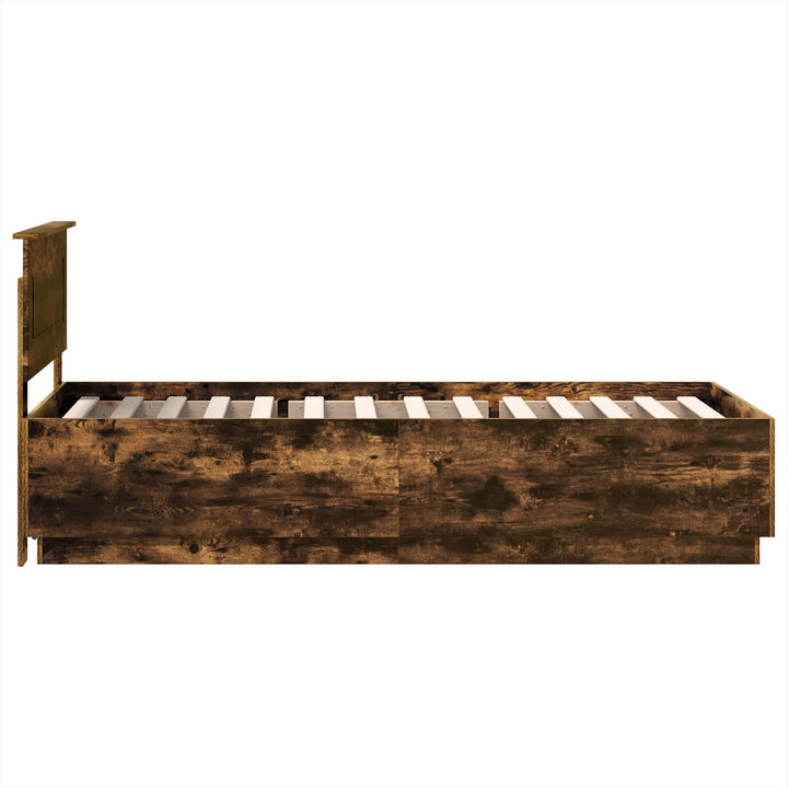 Sengestel med hovedgærde Røget eg 90 x 200 cm Konstrueret træ