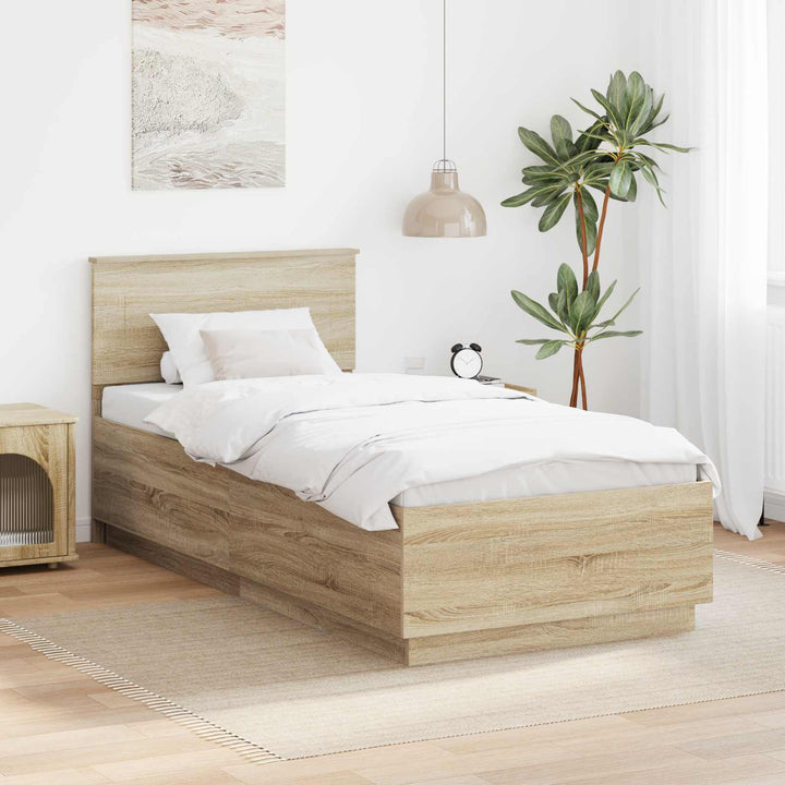 Sengestel med hovedgærde Sonoma-eg 70 x 190 cm Konstrueret træ