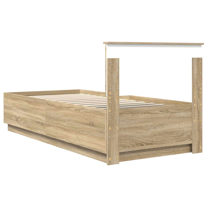 Sengestel med hovedgærde Sonoma-eg 70 x 190 cm Konstrueret træ