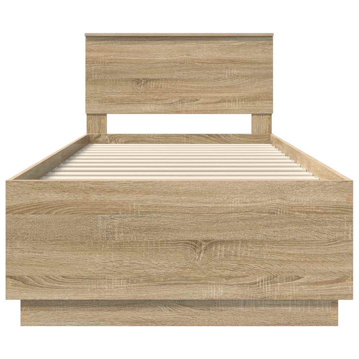 Sengestel med hovedgærde Sonoma-eg 70 x 190 cm Konstrueret træ