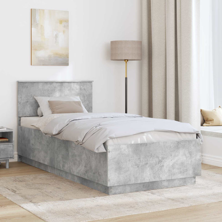 Sengestel med hovedgærde Betongrå 70 x 190 cm Konstrueret træ
