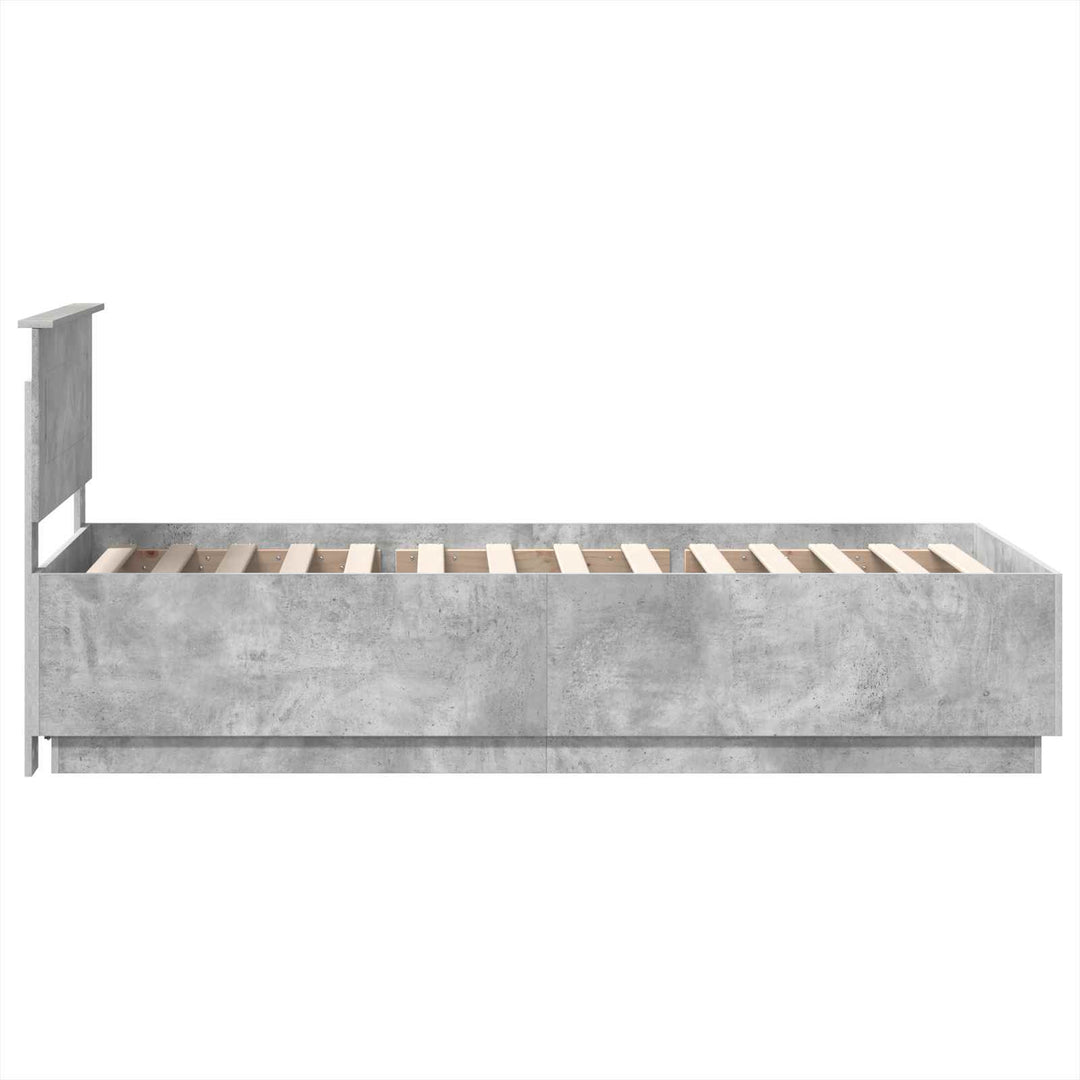 Sengestel med hovedgærde Betongrå 70 x 190 cm Konstrueret træ