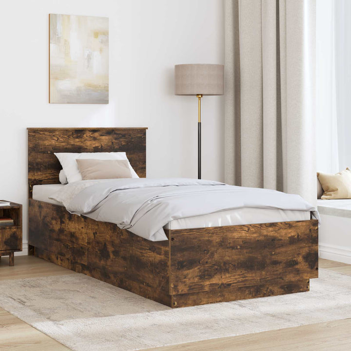 Sengestel med hovedgærde Røget eg 70 x 190 cm Konstrueret træ