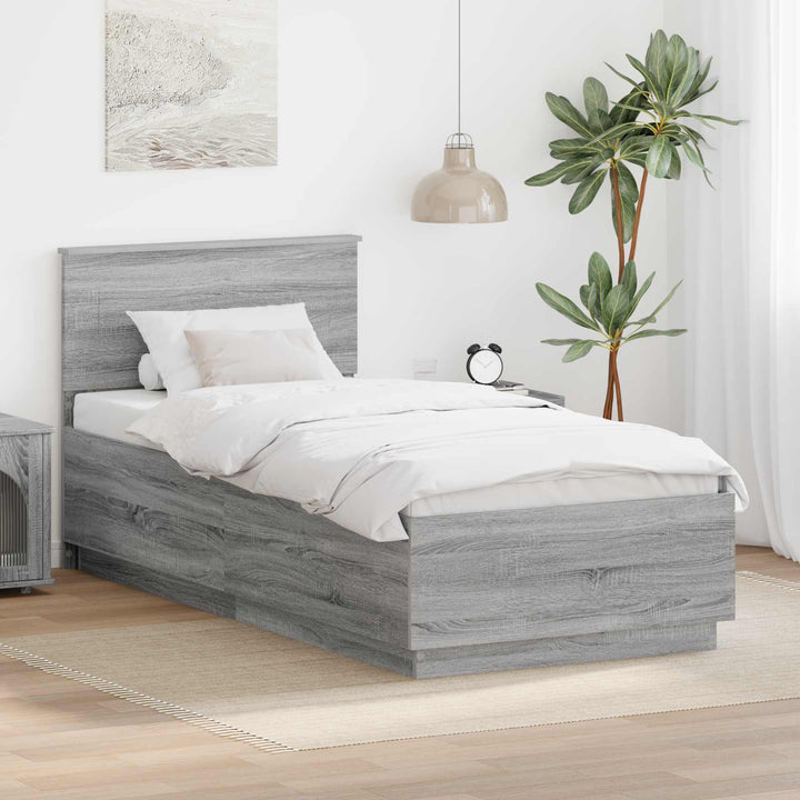 Sengestel Grå sonoma-eg 70 x 190 cm Konstrueret træ