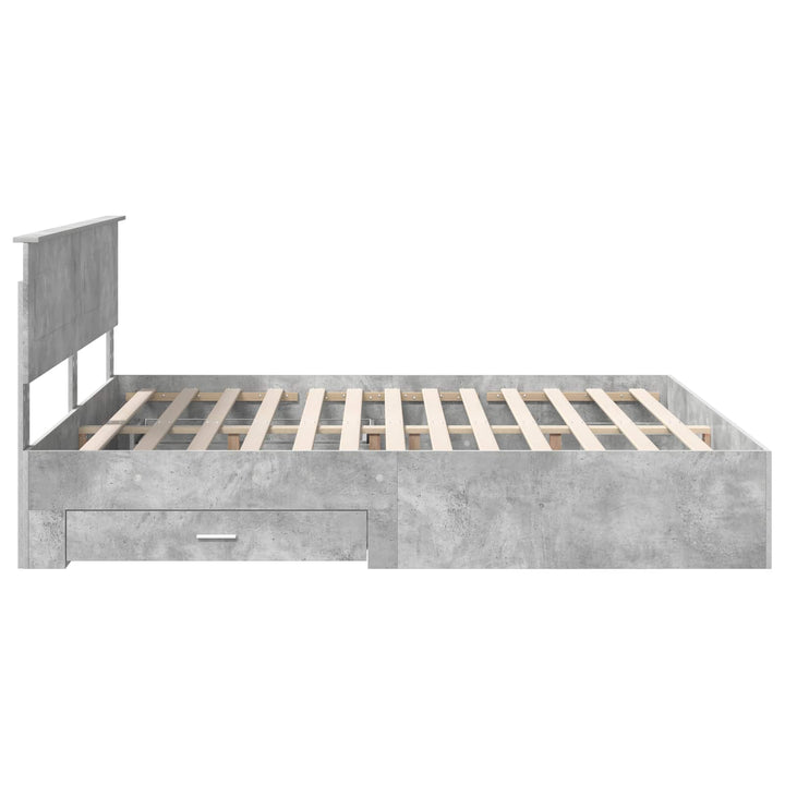 Sengestel med skuffe Beton Grå 200 x 200 cm Konstrueret træ