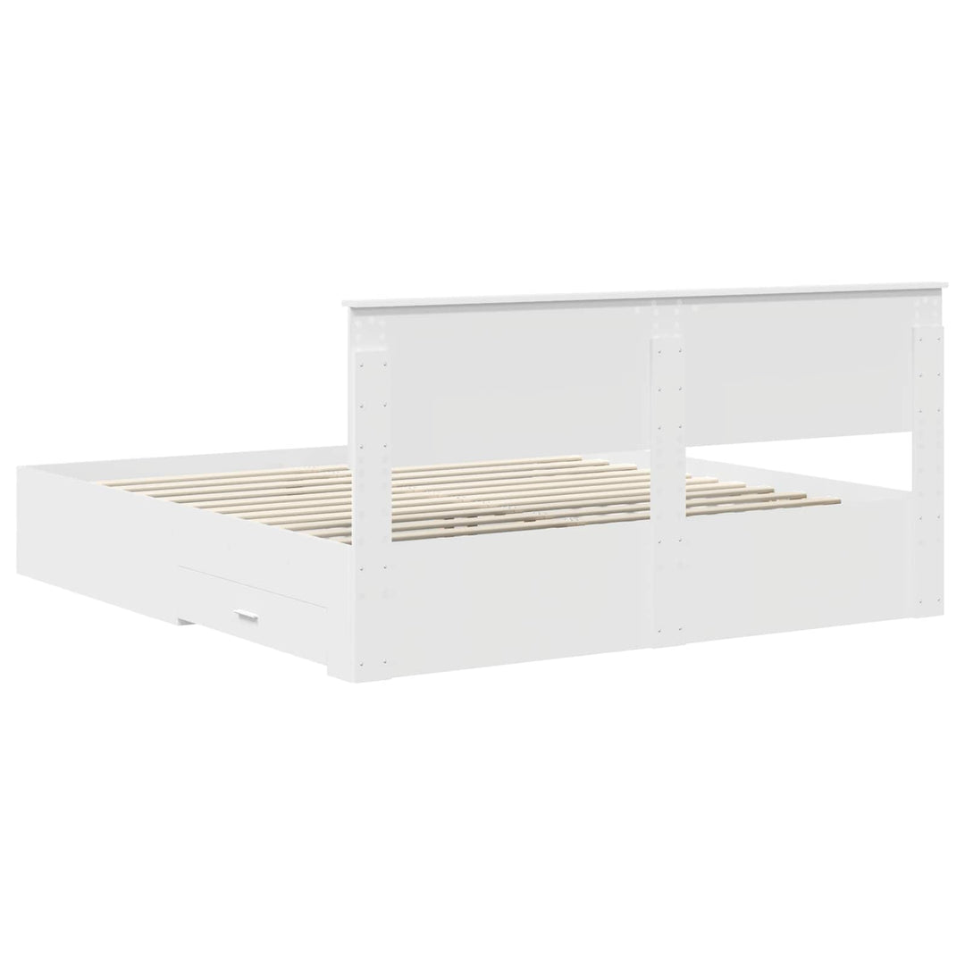 Sengestel med skuffe Hvid 180 x 200 cm Konstrueret træ