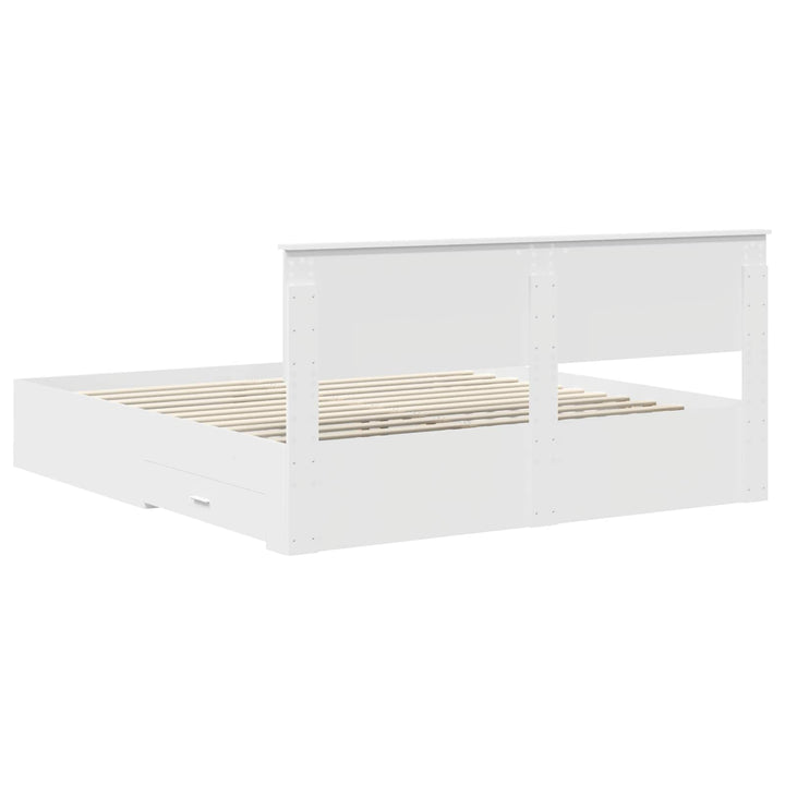 Sengestel med skuffe Hvid 180 x 200 cm Konstrueret træ