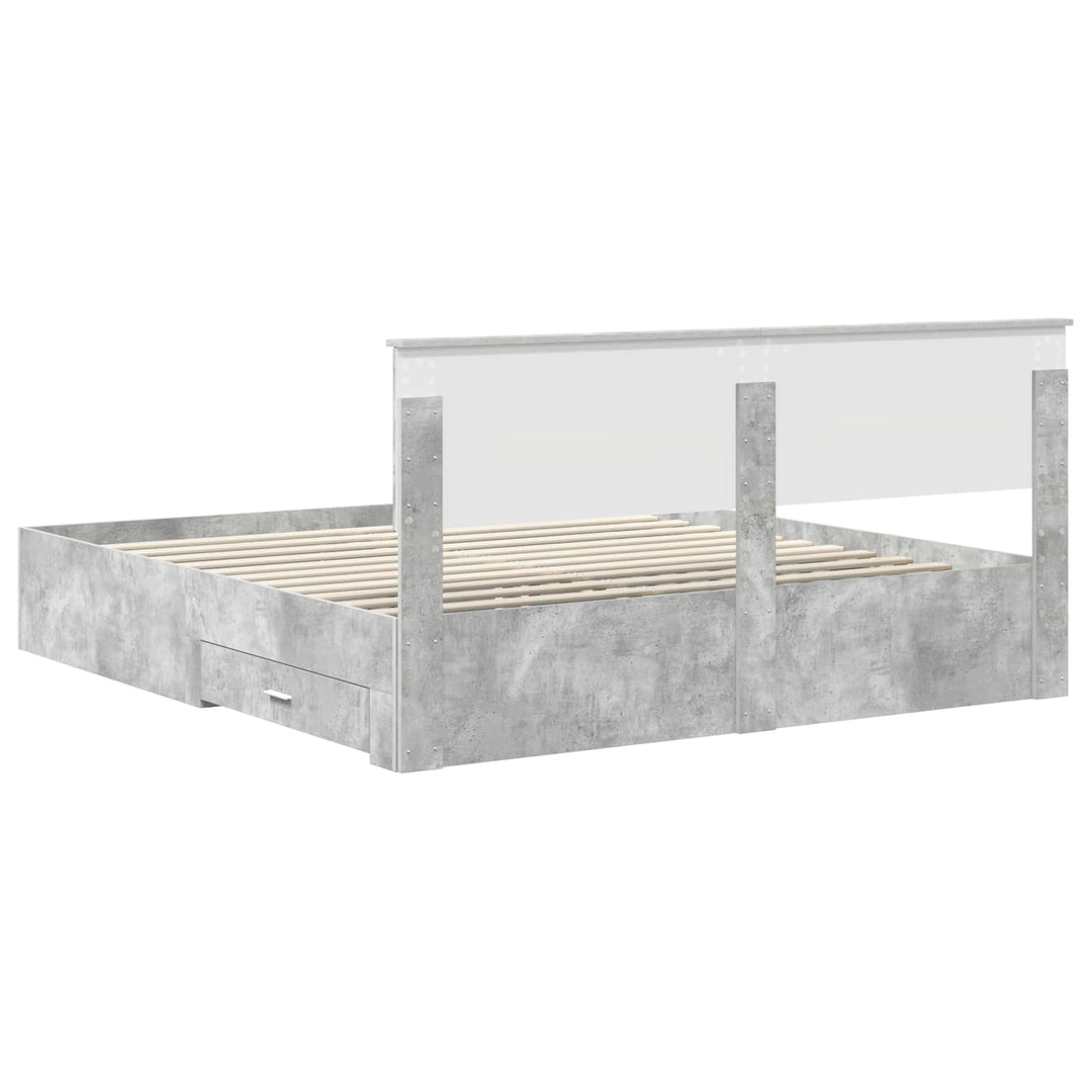 Sengestel med skuffe Beton Grå 180 x 200 cm Konstrueret træ