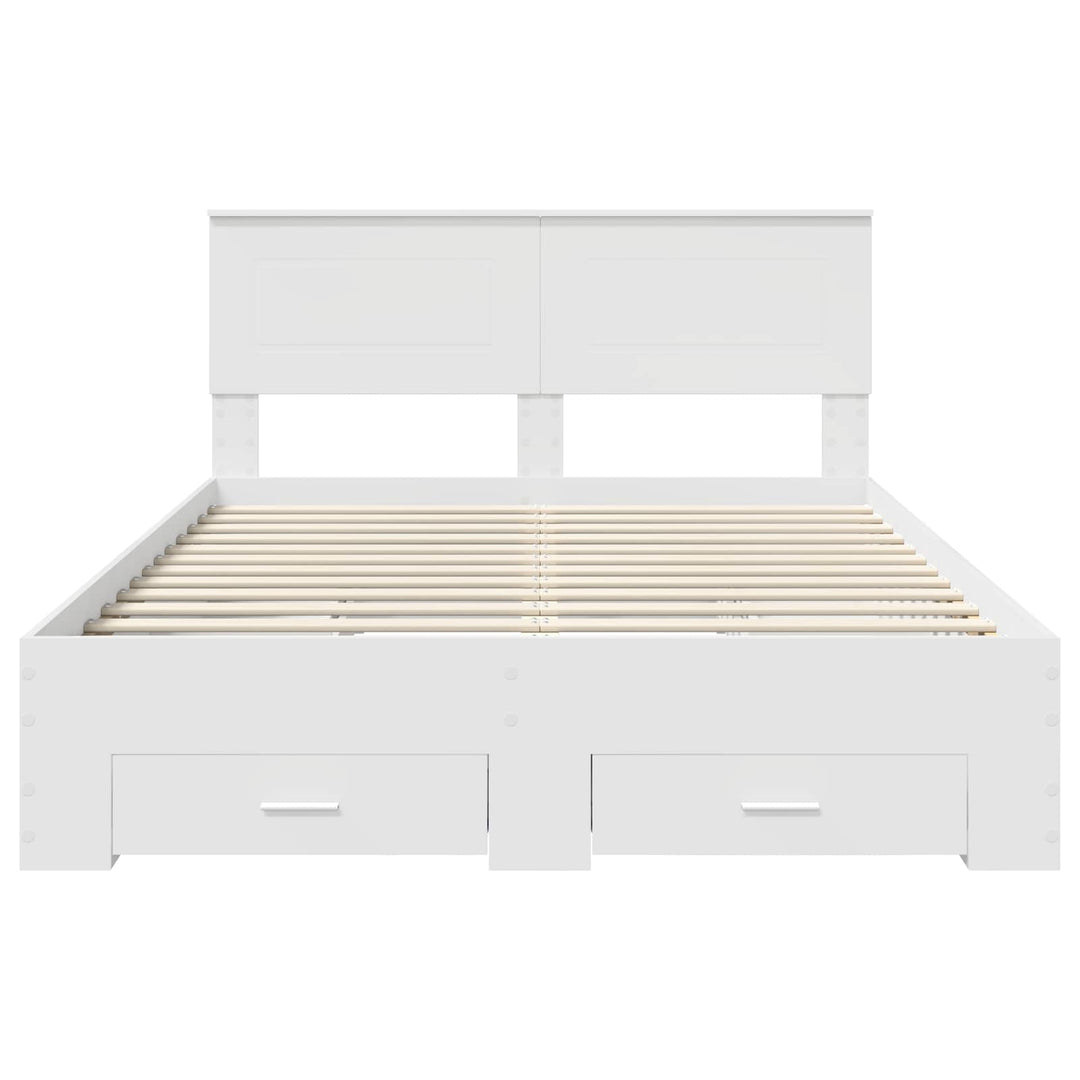 Sengestel med skuffe Hvid 160 x 200 cm Konstrueret træ