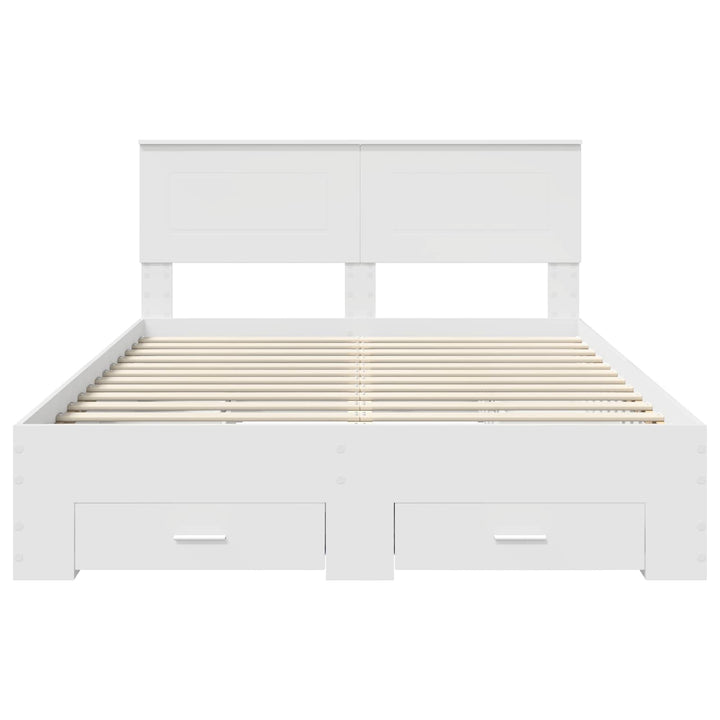 Sengestel med skuffe Hvid 160 x 200 cm Konstrueret træ
