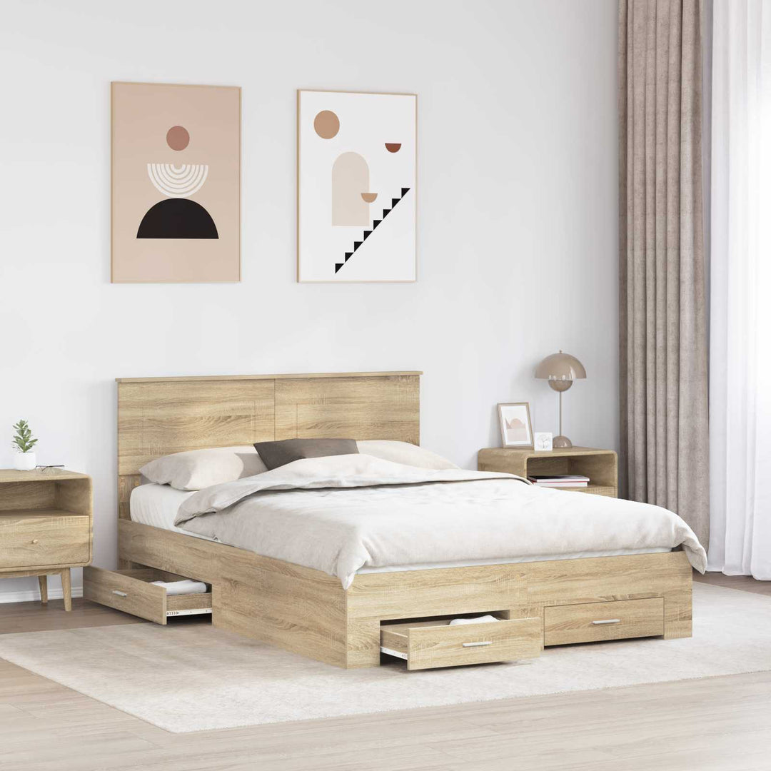 Sengestel med skuffe Sonoma eg 150 x 200 cm Konstrueret træ