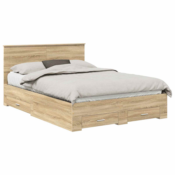 Sengestel med skuffe Sonoma eg 150 x 200 cm Konstrueret træ