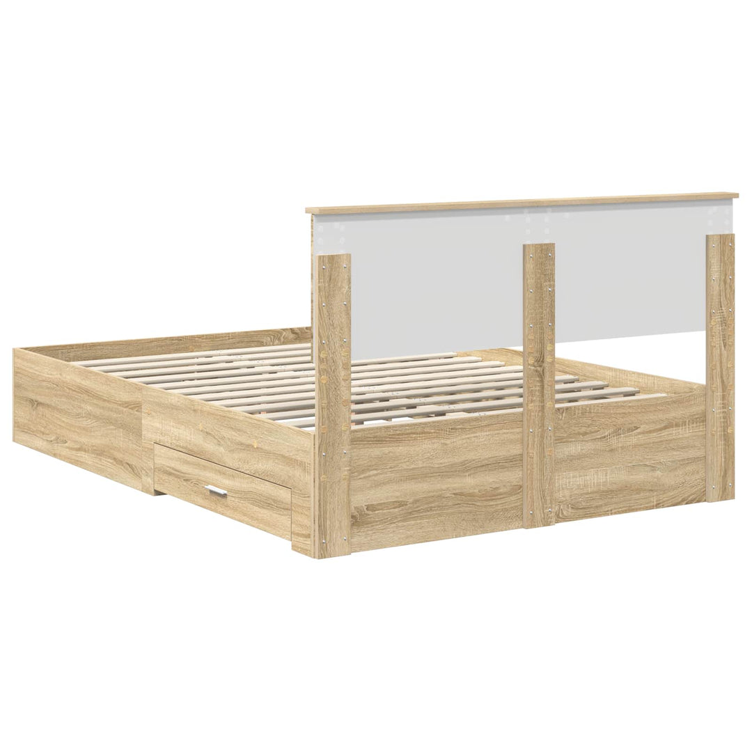 Sengestel med skuffe Sonoma eg 150 x 200 cm Konstrueret træ