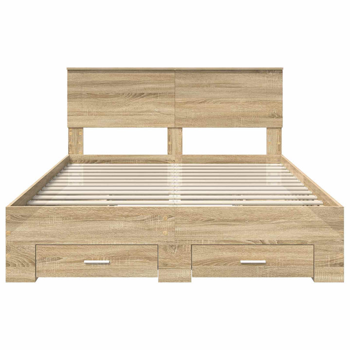 Sengestel med skuffe Sonoma eg 150 x 200 cm Konstrueret træ