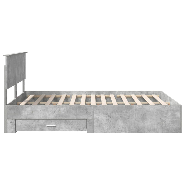 Sengestel med skuffe Beton Grå 150 x 200 cm Konstrueret træ