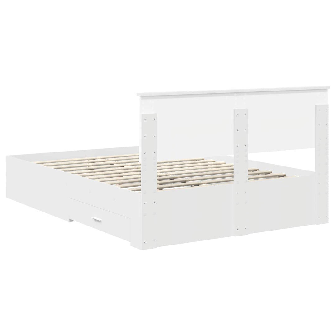 Sengestel med skuffe Hvid 140 x 190 cm Konstrueret træ