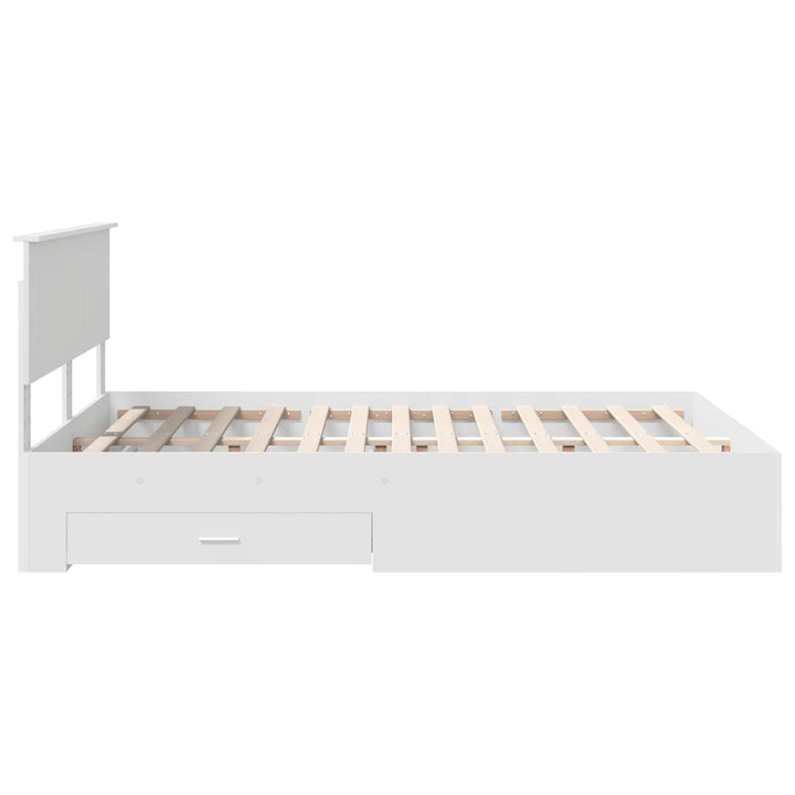 Sengestel med skuffe Hvid 140 x 190 cm Konstrueret træ