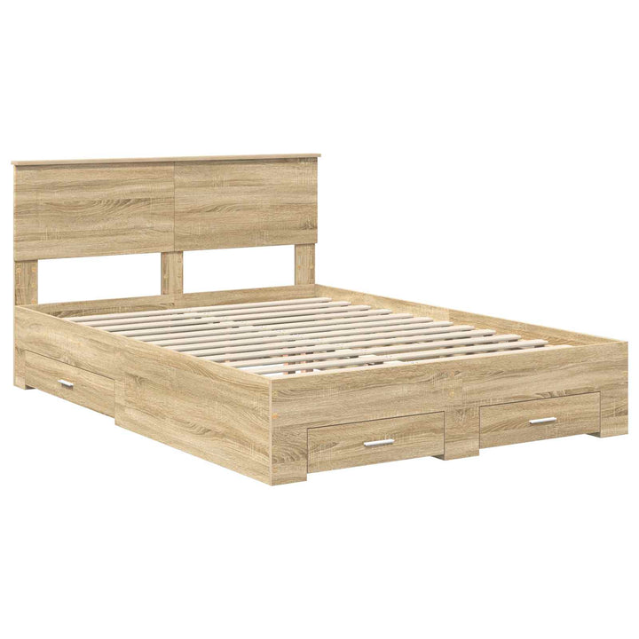 Sengestel med skuffe Sonoma eg 140 x 190 cm Konstrueret træ