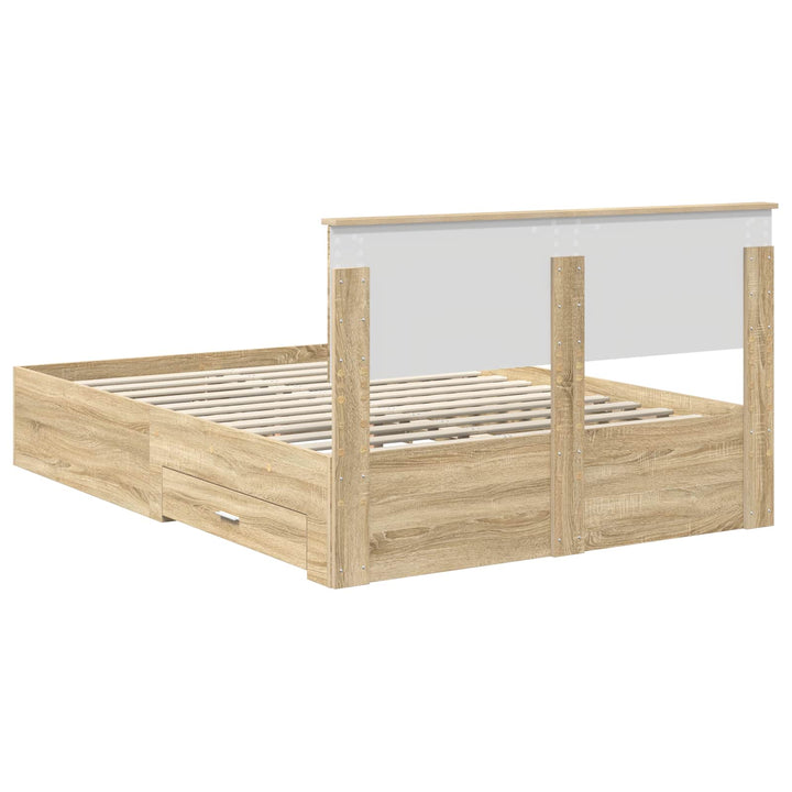 Sengestel med skuffe Sonoma eg 140 x 190 cm Konstrueret træ