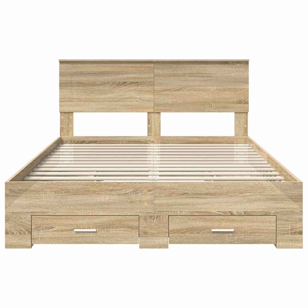 Sengestel med skuffe Sonoma eg 140 x 190 cm Konstrueret træ