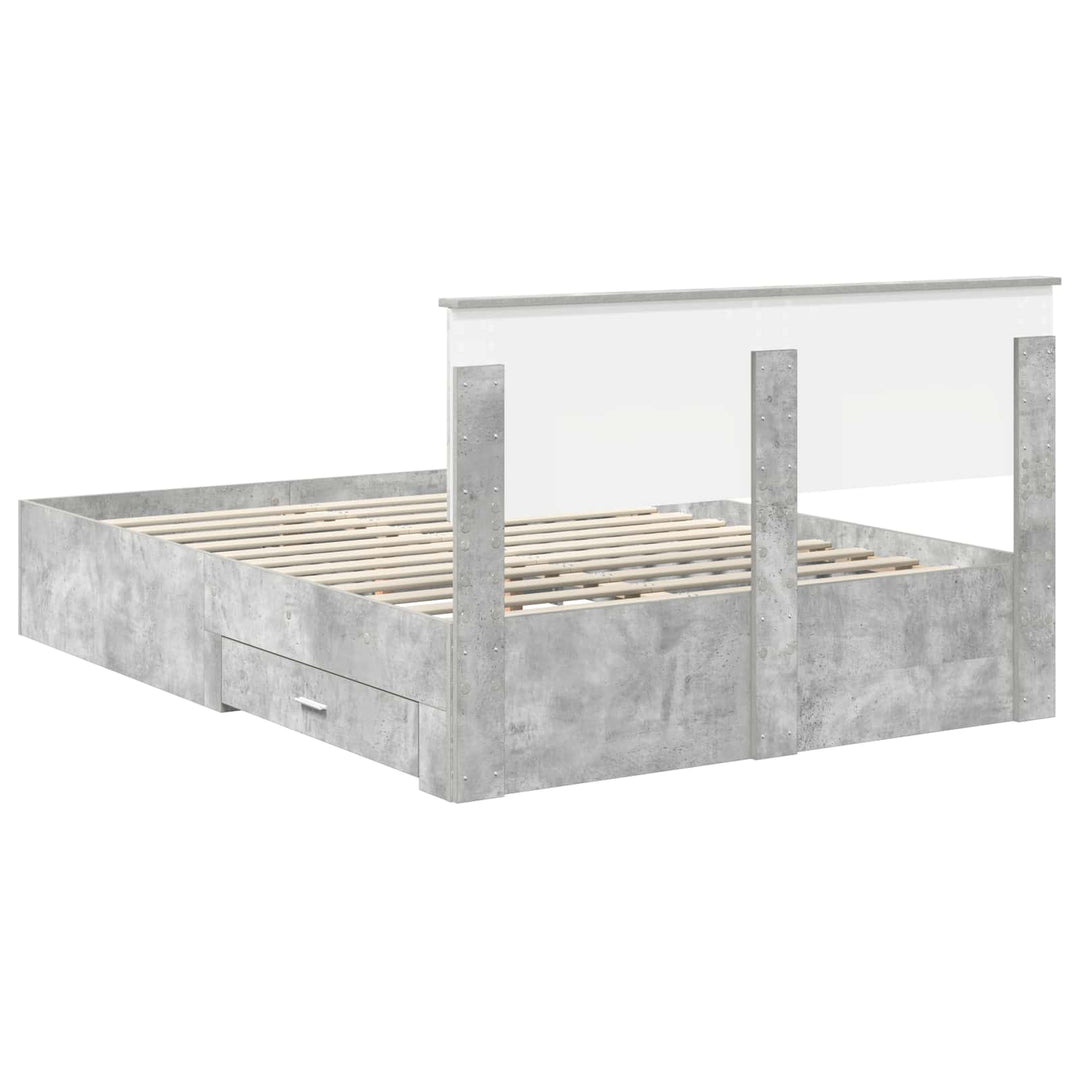 Sengestel med skuffe Beton Grå 140 x 190 cm Konstrueret træ
