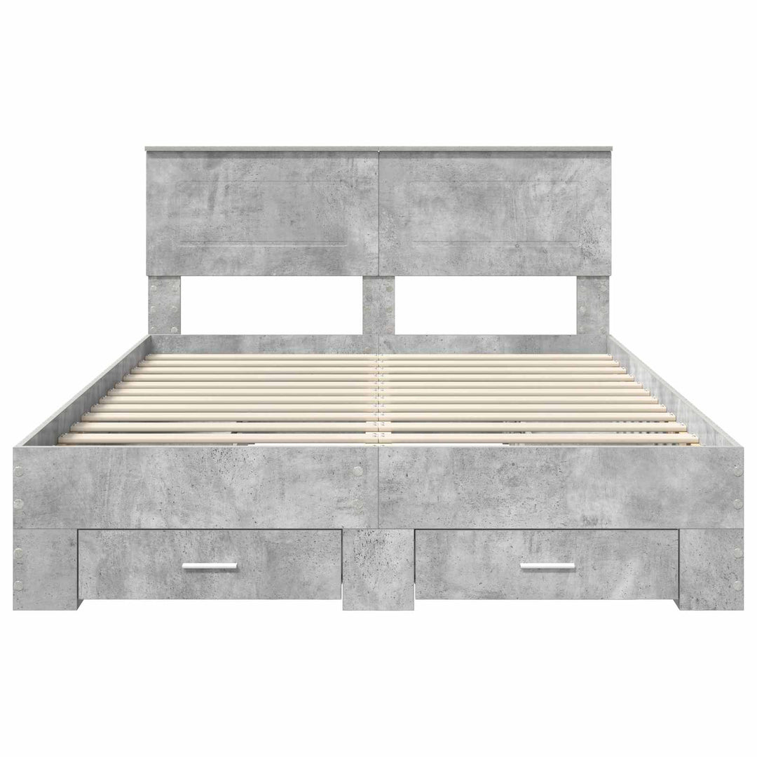 Sengestel med skuffe Beton Grå 140 x 190 cm Konstrueret træ