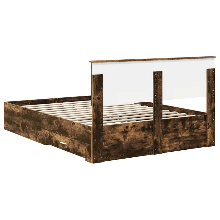 Sengestel med hovedgærde Røget eg 140 x 190 cm Konstrueret træ