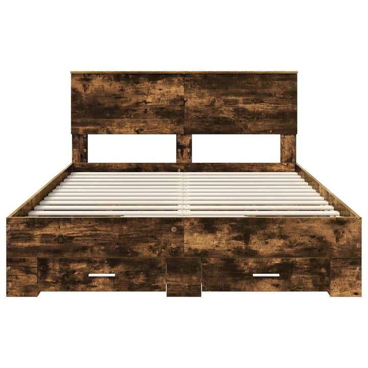 Sengestel med hovedgærde Røget eg 140 x 190 cm Konstrueret træ