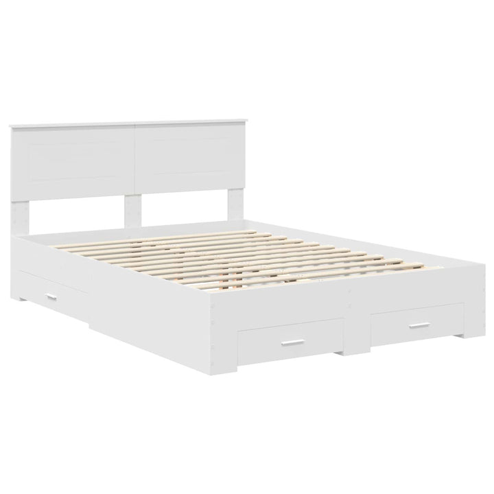 Sengestel med skuffe Hvid 140 x 200 cm Konstrueret træ