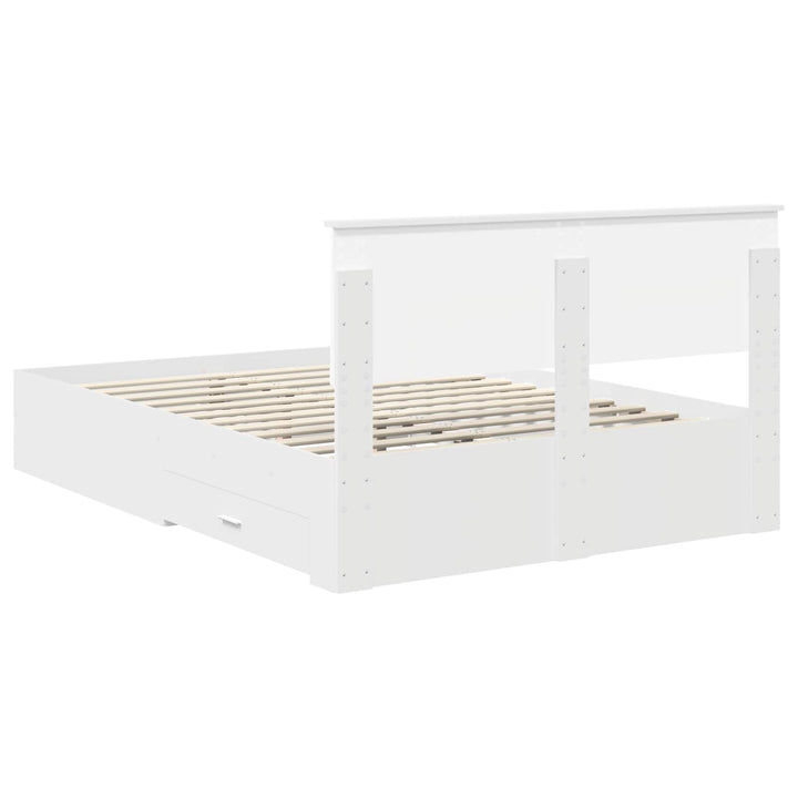 Sengestel med skuffe Hvid 140 x 200 cm Konstrueret træ