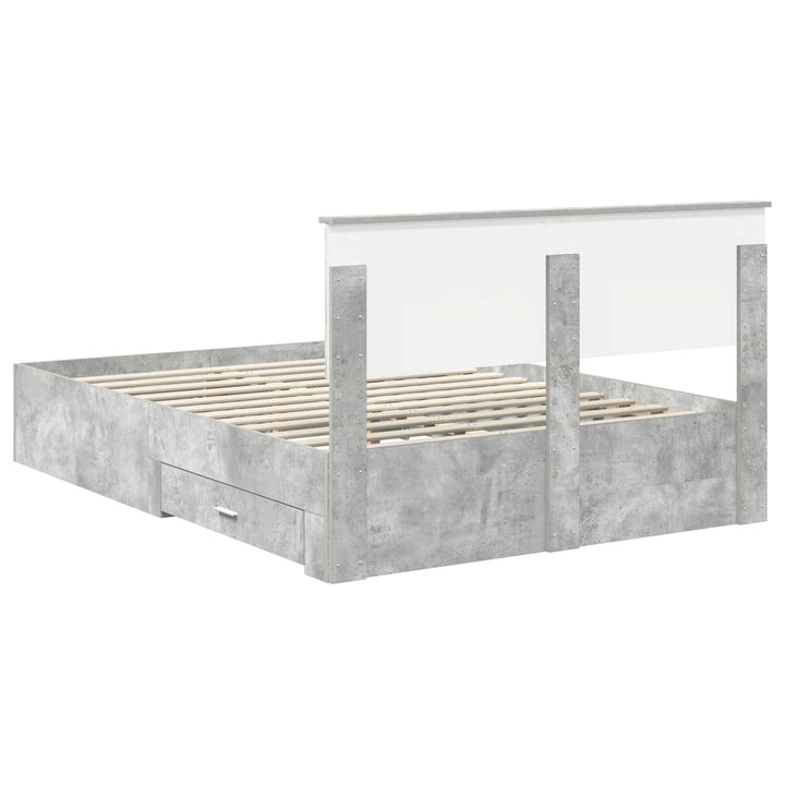 Sengestel med skuffe Beton Grå 140 x 200 cm Konstrueret træ