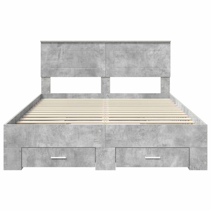 Sengestel med skuffe Beton Grå 140 x 200 cm Konstrueret træ