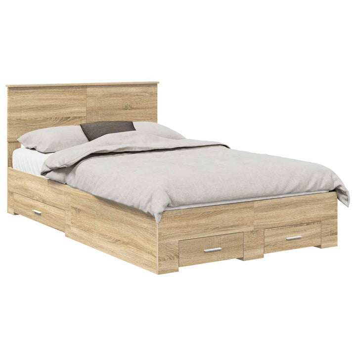 Sengestel med skuffe Sonoma eg 135 x 190 cm Konstrueret træ