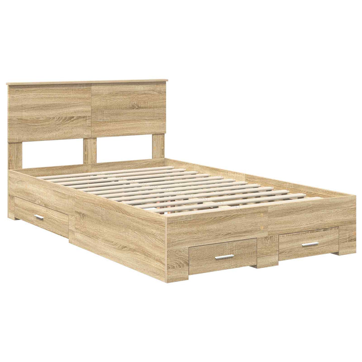 Sengestel med skuffe Sonoma eg 135 x 190 cm Konstrueret træ