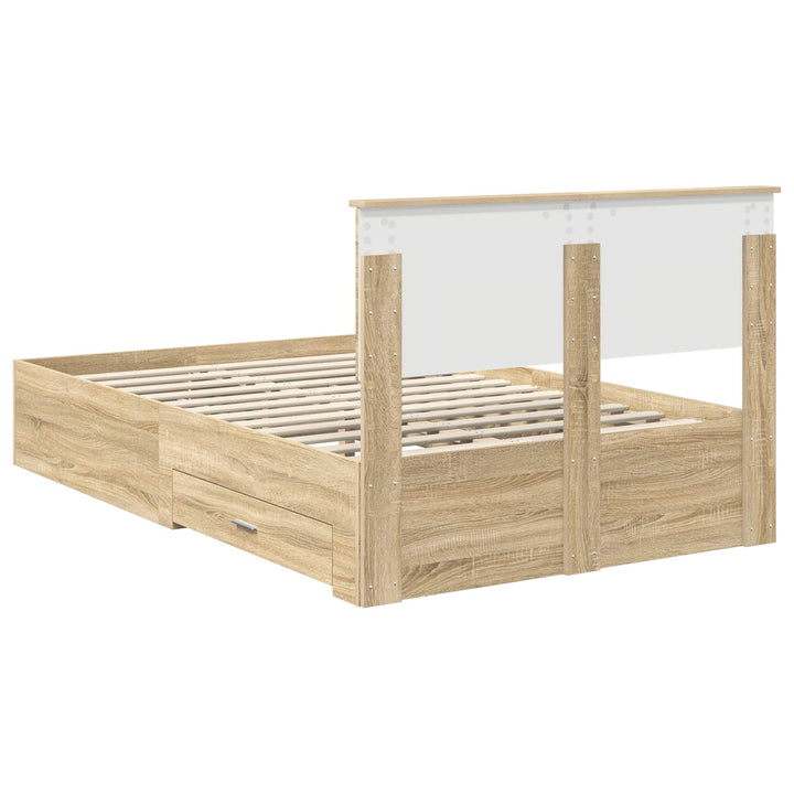 Sengestel med skuffe Sonoma eg 135 x 190 cm Konstrueret træ