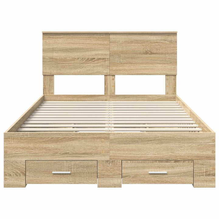 Sengestel med skuffe Sonoma eg 135 x 190 cm Konstrueret træ