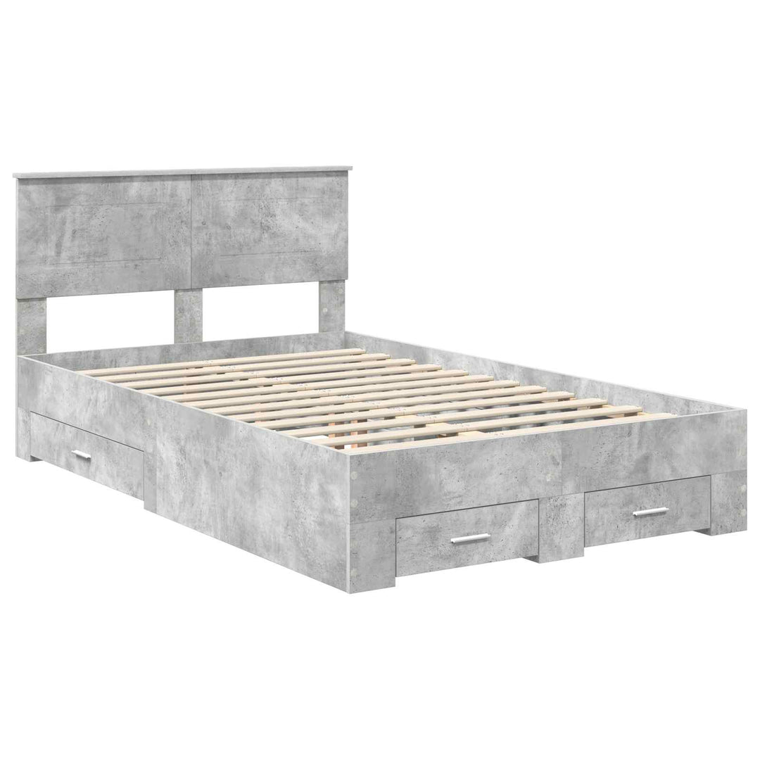 Sengestel med hovedgærde Beton Grå 135 x 190 cm Konstrueret træ