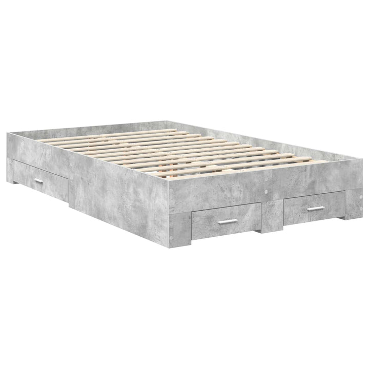 Sengestel med hovedgærde Beton Grå 135 x 190 cm Konstrueret træ