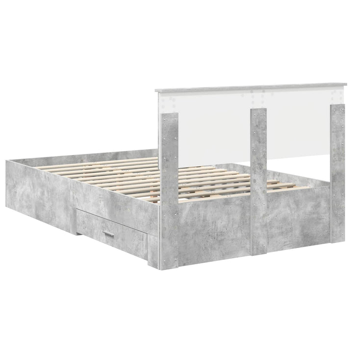 Sengestel med hovedgærde Beton Grå 135 x 190 cm Konstrueret træ