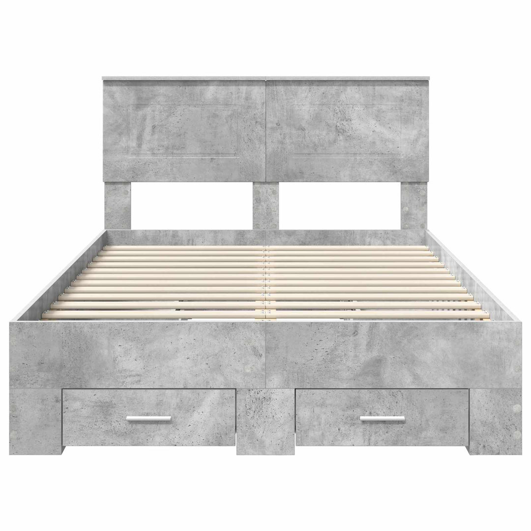 Sengestel med hovedgærde Beton Grå 135 x 190 cm Konstrueret træ
