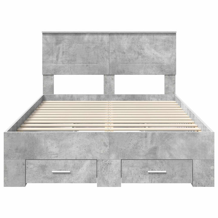 Sengestel med hovedgærde Beton Grå 135 x 190 cm Konstrueret træ