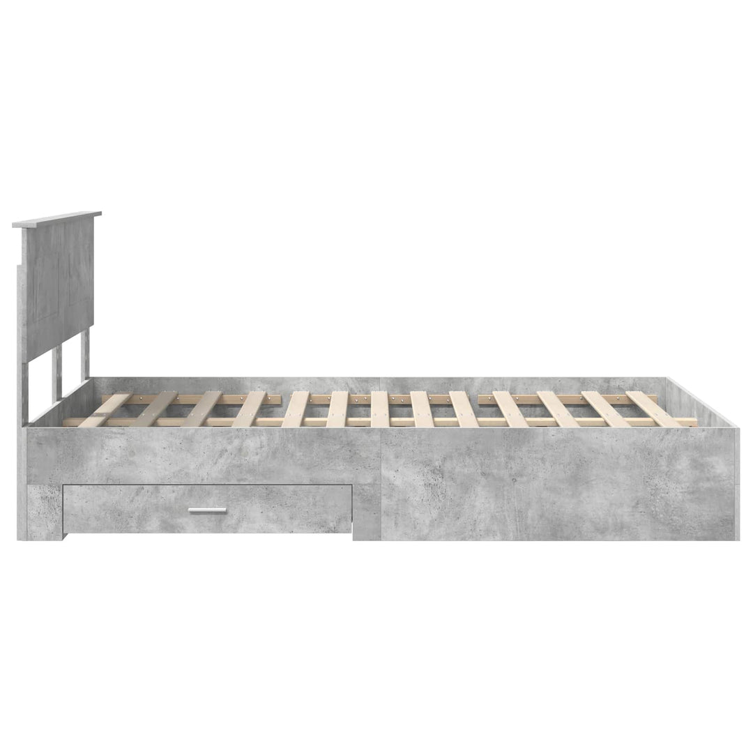 Sengestel med hovedgærde Beton Grå 135 x 190 cm Konstrueret træ