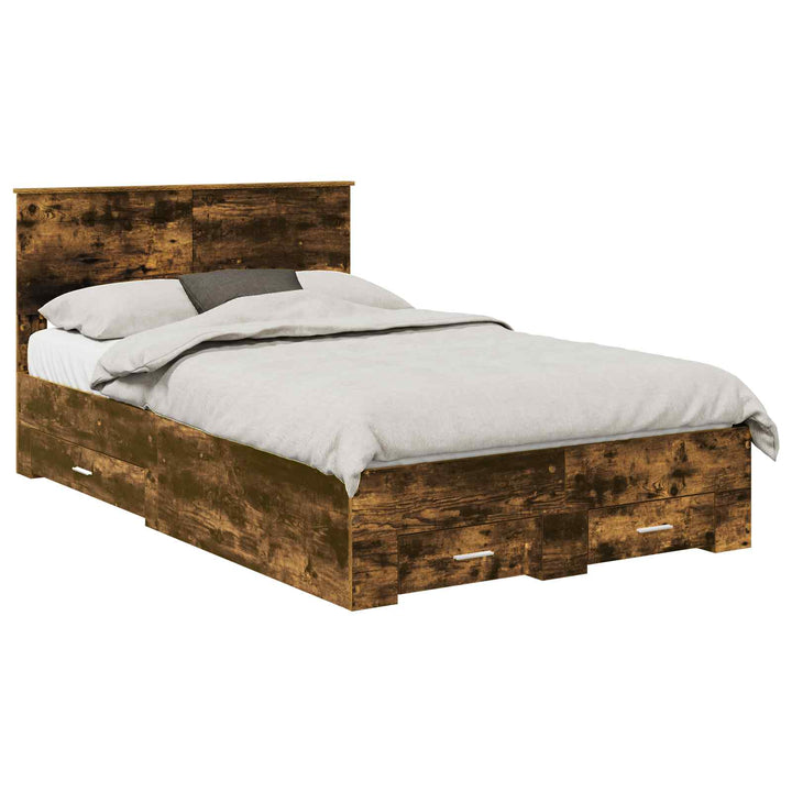 Sengestel med skuffe Røget eg 135 x 190 cm Konstrueret træ
