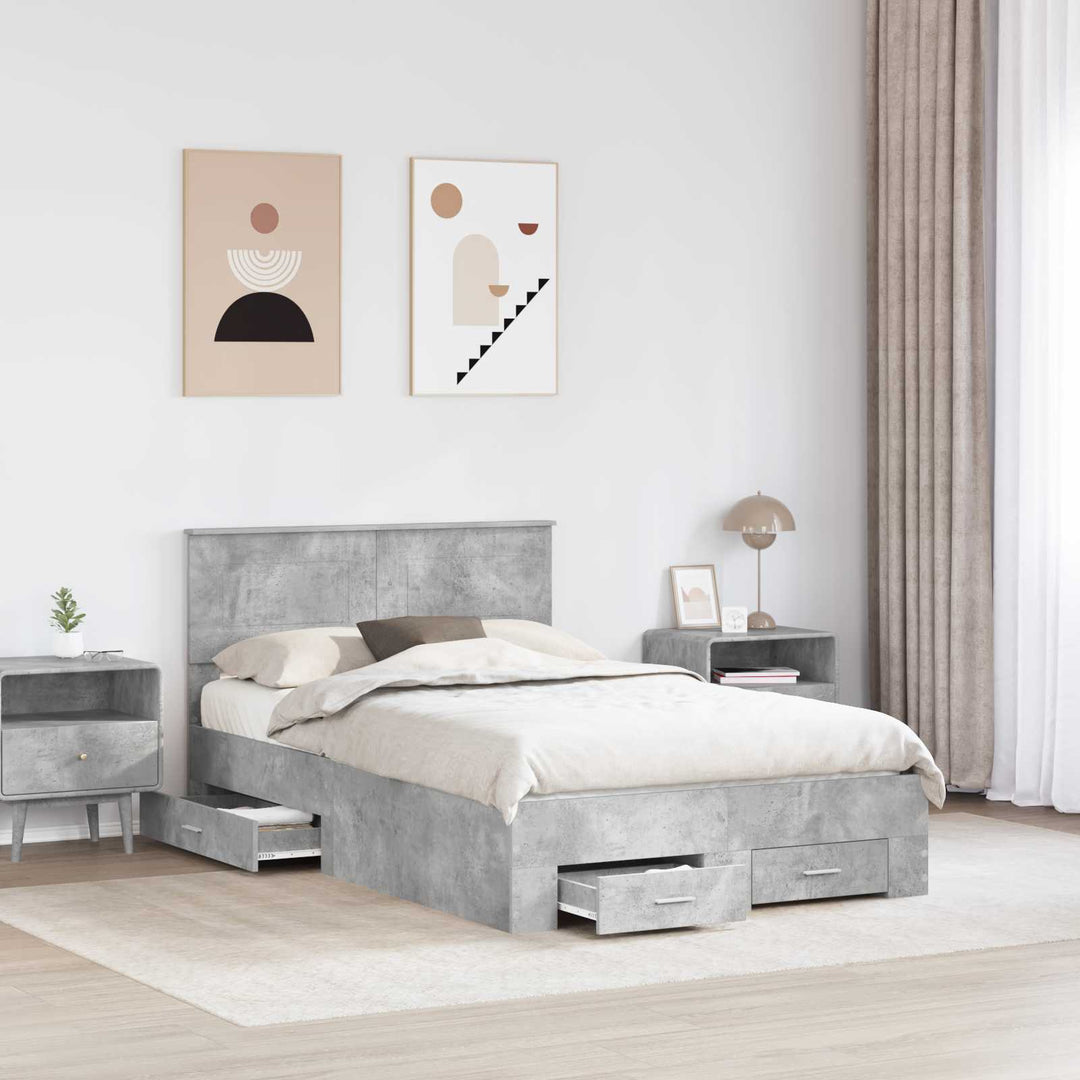Sengestel med skuffe Beton Grå 120 x 190 cm Konstrueret træ