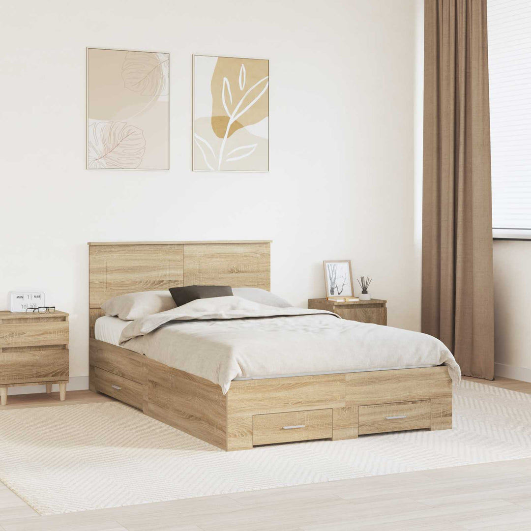 Sengestel med skuffe Sonoma eg 120 x 200 cm Konstrueret træ